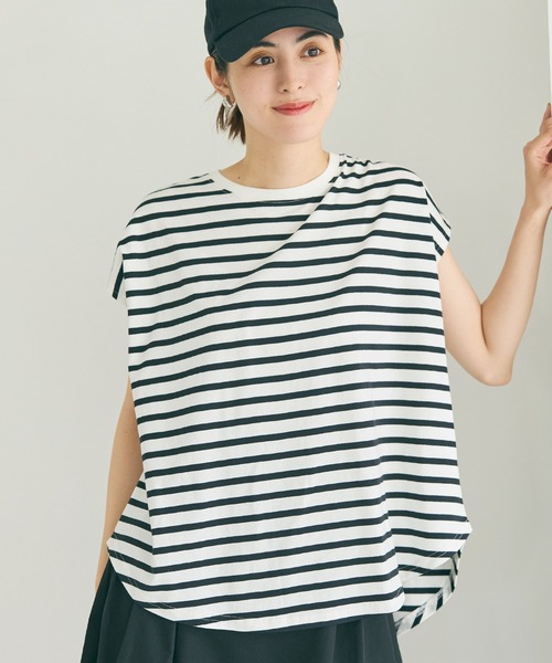 coca(coca)(コカ)の「フレンチスリーブテールカットTシャツ(Tシャツ/カットソー・レディース・ホワイト/ブラック/ベージュ/ブルー/グレイッシュベージュ/イエロー/A/B/ピンク/ブラウン・M/L/S)」の9枚目の写真