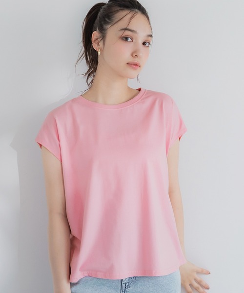 coca(coca)(コカ)の「フレンチスリーブテールカットTシャツ(Tシャツ/カットソー・レディース・ホワイト/ブラック/ベージュ/ブルー/グレイッシュベージュ/イエロー/A/B/ピンク/ブラウン・M/L/S)」の8枚目の写真