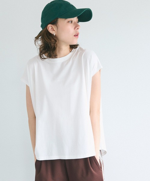 coca(coca)(コカ)の「フレンチスリーブテールカットTシャツ(Tシャツ/カットソー・レディース・ホワイト/ブラック/ベージュ/ブルー/グレイッシュベージュ/イエロー/A/B/ピンク/ブラウン・M/L/S)」の16枚目の写真