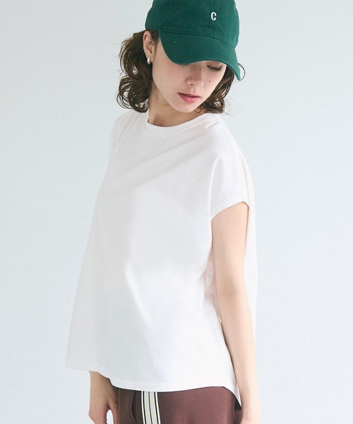 coca(coca)(コカ)の「フレンチスリーブテールカットTシャツ(Tシャツ/カットソー・レディース・ホワイト/ブラック/ベージュ/ブルー/グレイッシュベージュ/イエロー/A/B/ピンク/ブラウン・M/L/S)」の19枚目の写真