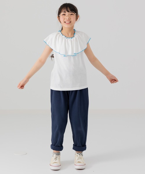 chil2（チルツー）の「ワイドシルエット ストレッチパンツ（その他パンツ・キッズ・グレー/ライトブルー/ネイビー/ベージュ/カーキ/ブルー/ブラック/ミント/マスタード/ホワイト/ワインレッド・110cm/130cm/150cm/80ｃｍ/100cm/90cm/140cm/120cm）」の16枚目の写真