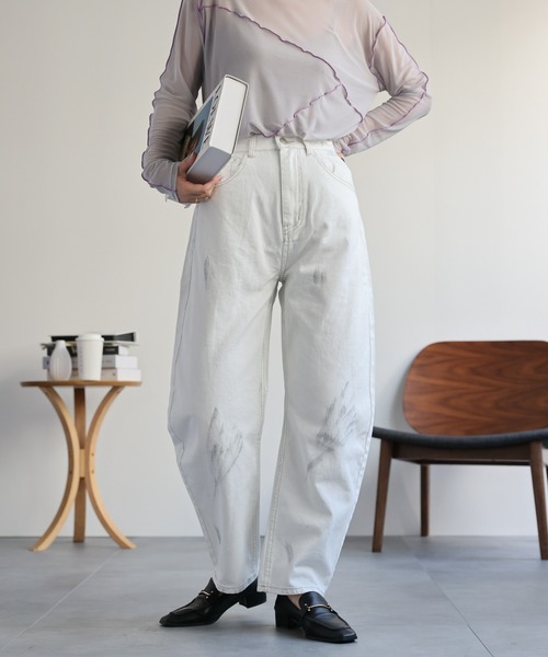 ap retro（アプレトロ）の「【選べるデザイン】バレルデニムパンツ/カーブデニムパンツ（デニムパンツ・レディース・ブルー/ネイビー/ブラック/オフホワイト/インディゴブルー・FREE）」の7枚目の写真