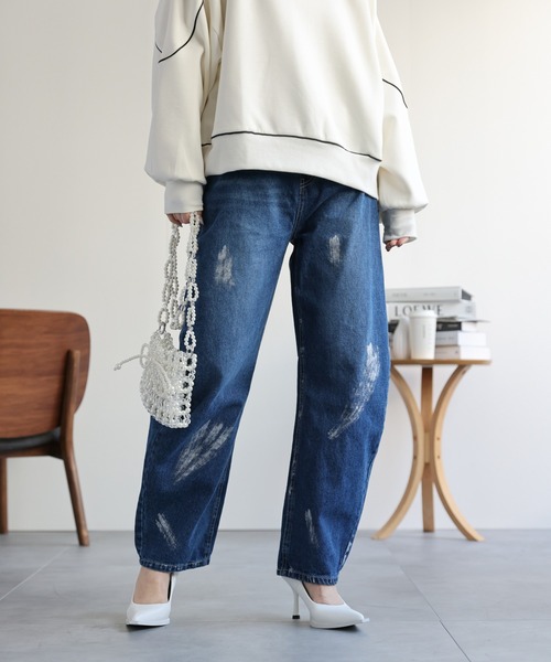 ap retro（アプレトロ）の「【選べるデザイン】バレルデニムパンツ/カーブデニムパンツ（デニムパンツ・レディース・ブルー/ネイビー/ブラック/オフホワイト/インディゴブルー・FREE）」の6枚目の写真