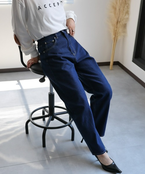 ap retro（アプレトロ）の「【選べるデザイン】バレルデニムパンツ/カーブデニムパンツ（デニムパンツ・レディース・ブルー/ネイビー/ブラック/オフホワイト/インディゴブルー・FREE）」の8枚目の写真