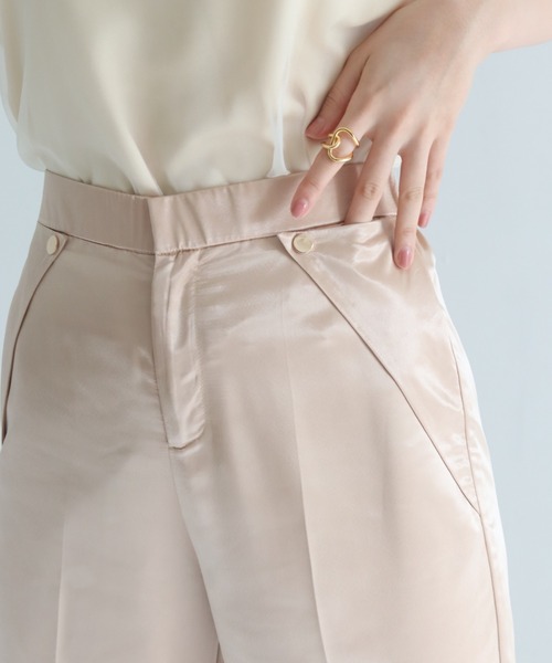 muguet(ミュゲ)の「gloss satin flare pants(スラックス・レディース・オレンジ/アイボリー・FREE)」の7枚目の写真