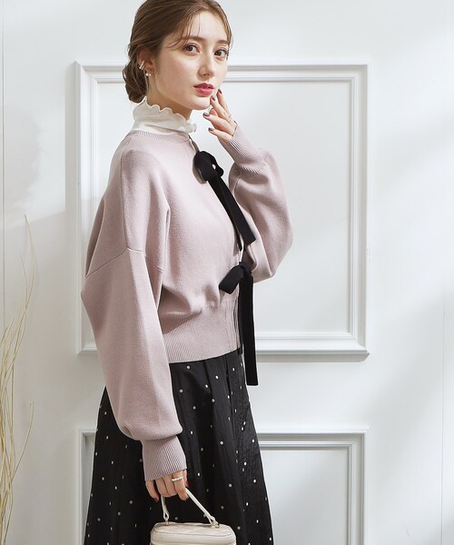 【ミルクティー1222】2点おまとめ買い　花刺繍フロントリボン前後2way couture brooch（クチュールブローチ）の「◇【前後2WAY】リボン