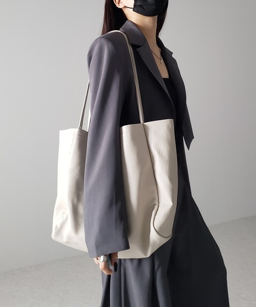 セール】【 ミニポーチ付き 】フェイクレザーシンプルビッグ