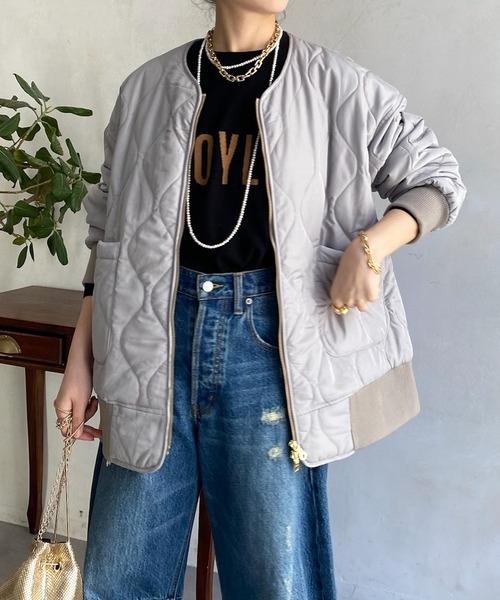 DouDou（ドゥドゥ）の「【一部WEB限定カラー】キルティングMA1（MA-1・レディース・グレー/ホワイト系その他/ブラック/カーキ・FREE）」の5枚目の写真