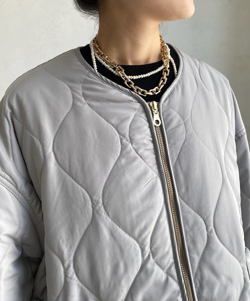 DouDou（ドゥドゥ）の「【一部WEB限定カラー】キルティングMA1（MA-1・レディース・グレー/ホワイト系その他/ブラック/カーキ・FREE）」の12枚目の写真