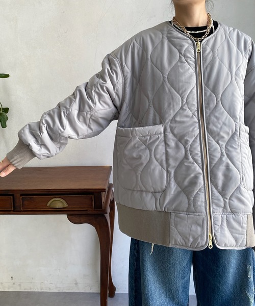 DouDou（ドゥドゥ）の「【一部WEB限定カラー】キルティングMA1（MA-1・レディース・グレー/ホワイト系その他/ブラック/カーキ・FREE）」の13枚目の写真