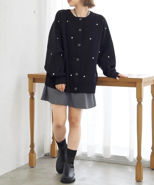 tiptop（ティップトップ）の「【2WAY着用可能】ハート刺繍前後2wayカーディガン（カーディガン/ボレロ・レディース・アイボリー/ブラック・FREE）」の21枚目の写真