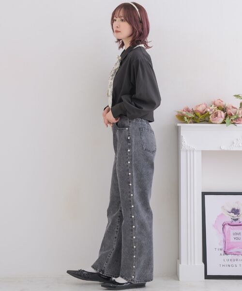 イエナ パール　デニム セール】【3サイズ展開】パール付きデニムパンツ（デニムパンツ