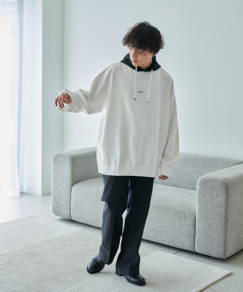 RAGEBLUE（レイジブルー）の「プチ刺繍/切り替えデザインルーズテックパーカー（パーカー・メンズ・グリーン/ブルー/グレー/ホワイト・MEDIUM/LARGE）」の7枚目の写真