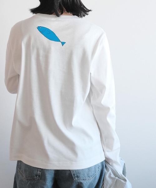 CASA PICONE(カーサピッコーネ)の「プリント長袖Tシャツ(ロンT)(Tシャツ/カットソー・レディース・ホワイト×ブルー/ホワイト×イエロー・S/M)」の16枚目の写真