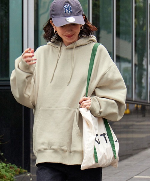 BARK MANHATTAN（バークマンハッタン）の「ヘビーウェイトUSAコットン ビッグシルエット 裏起毛プルオーバーパーカー（パーカー・メンズ・グレイッシュブルー/ブラック/アッシュグレー/モカ/ベージュ/カーキ・L/M）」の4枚目の写真