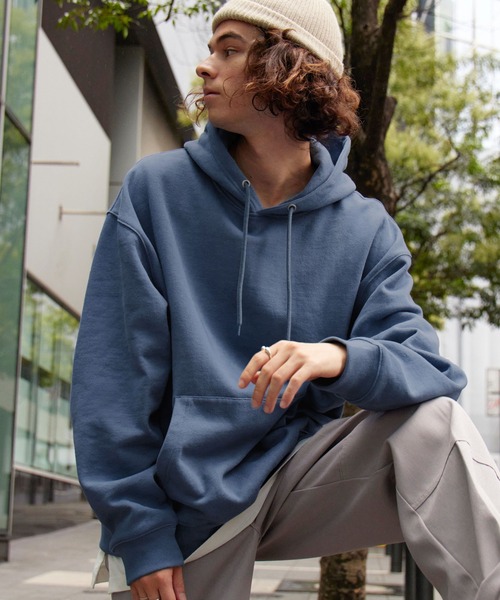 BARK MANHATTAN（バークマンハッタン）の「ヘビーウェイトUSAコットン ビッグシルエット 裏起毛プルオーバーパーカー（パーカー・メンズ・グレイッシュブルー/ブラック/アッシュグレー/モカ/ベージュ/カーキ・L/M）」の6枚目の写真