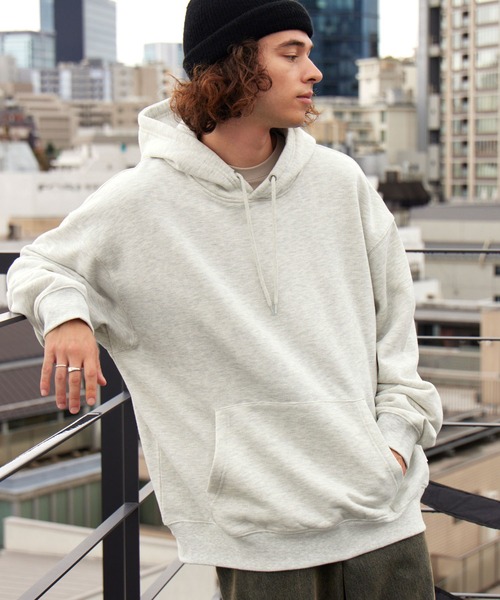 BARK MANHATTAN（バークマンハッタン）の「ヘビーウェイトUSAコットン ビッグシルエット 裏起毛プルオーバーパーカー（パーカー・メンズ・グレイッシュブルー/ブラック/アッシュグレー/モカ/ベージュ/カーキ・L/M）」の12枚目の写真