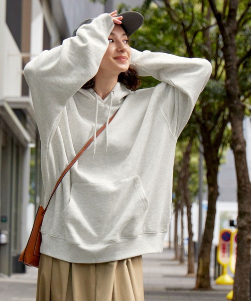 BARK MANHATTAN（バークマンハッタン）の「ヘビーウェイトUSAコットン ビッグシルエット 裏起毛プルオーバーパーカー（パーカー・メンズ・グレイッシュブルー/ブラック/アッシュグレー/モカ/ベージュ/カーキ・L/M）」の20枚目の写真