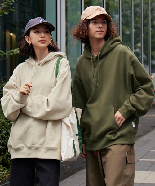 BARK MANHATTAN（バークマンハッタン）の「ヘビーウェイトUSAコットン ビッグシルエット 裏起毛プルオーバーパーカー（パーカー・メンズ・グレイッシュブルー/ブラック/アッシュグレー/モカ/ベージュ/カーキ・L/M）」の7枚目の写真