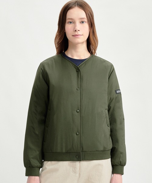 AIGLE(エーグル)の「DUPONT SORONA中綿 撥水 インサレーションVネックジャケット / ダウンジャケット / パファージャケット(ダウンジャケット/コート・レディース・モスグリーン/ネイビー/ブラウン・38/40/36)」の2枚目の写真