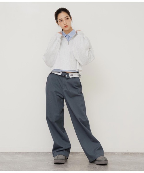 ANAP（アナップ）の「エンブレム刺繍ハーフジップ裏毛トップス（スウェット・レディース・スミクロ/ライトグレー・FREE）」の14枚目の写真