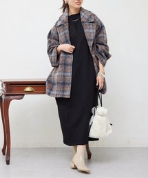 シャギーチェックテーラージャケットコート