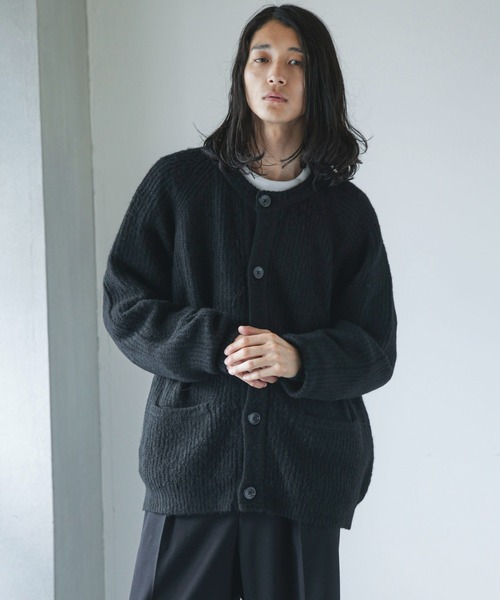 NANO universe（ナノユニバース）の「【WEB限定】モヘヤライク畦編みカーディガン（カーディガン/ボレロ・メンズ・ブラウン系その他3/ブラック/パープル系その他2/グレー・L/S/M）」の8枚目の写真