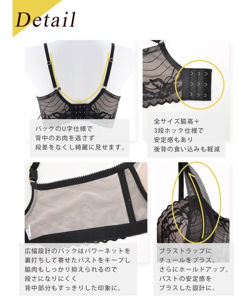 Re；by Reinest（リーバイレイネスト）の「【着ているのを忘れる！？新感覚の無重力ノンワイヤーブラ】【Re；by Reinest】ZERO BRA seriesヌーディーレースホールドアップ単品ブラジャー（ブラジャー・レディース・ブラック/アイボリー・C65/F70/E65/F85/E85/F80/D75/F75/E70/B75/F65/C70/D65/A65/B70/D70/A70/E80/C75/A75/B65/E75）」の11枚目の写真