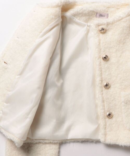 flower(フラワー)の「フラッフィ―ジャケット(ノーカラージャケット・レディース・アイボリー・FREE)」の3枚目の写真