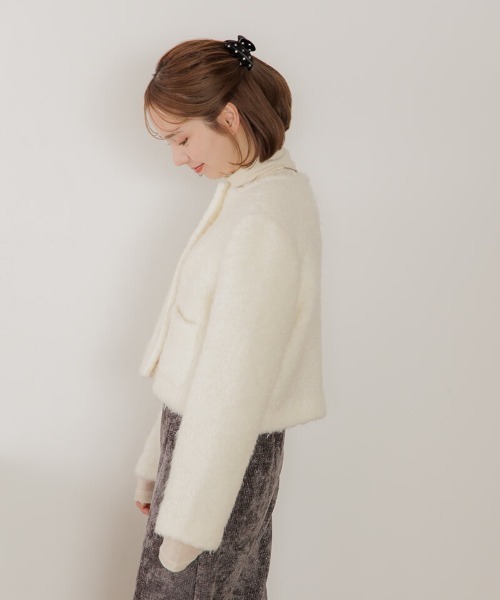 flower(フラワー)の「フラッフィ―ジャケット(ノーカラージャケット・レディース・アイボリー・FREE)」の7枚目の写真