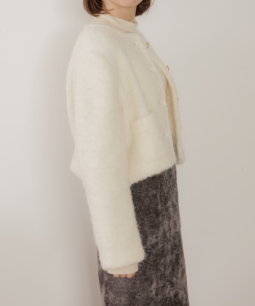 flower(フラワー)の「フラッフィ―ジャケット(ノーカラージャケット・レディース・アイボリー・FREE)」の10枚目の写真