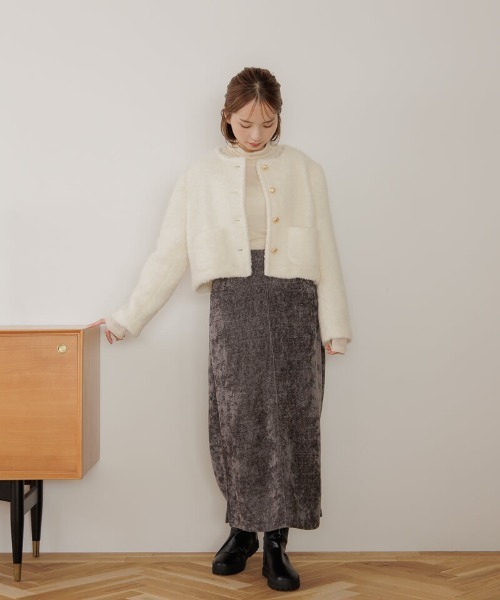 flower(フラワー)の「フラッフィ―ジャケット(ノーカラージャケット・レディース・アイボリー・FREE)」の14枚目の写真