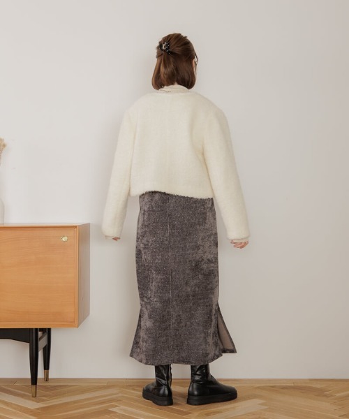 flower(フラワー)の「フラッフィ―ジャケット(ノーカラージャケット・レディース・アイボリー・FREE)」の16枚目の写真