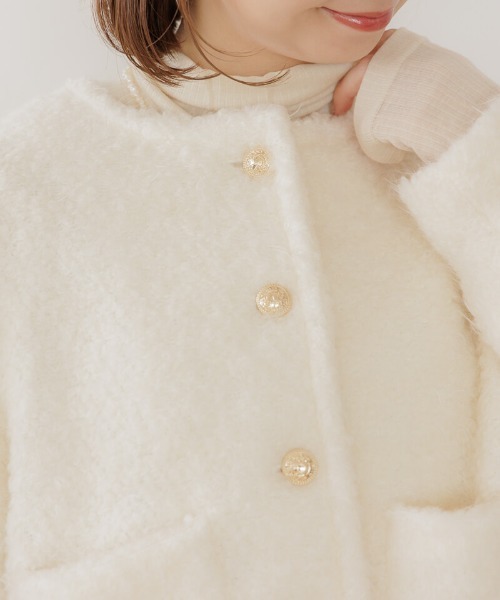 flower(フラワー)の「フラッフィ―ジャケット(ノーカラージャケット・レディース・アイボリー・FREE)」の18枚目の写真