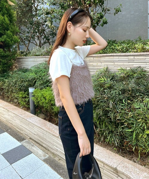 KOBE LETTUCE（コウベレタス）の「ショート丈フェザーキャミソール