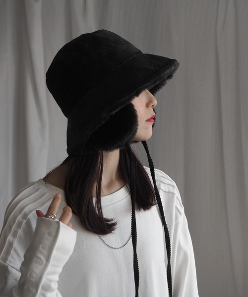 minia(ミニア)の「イヤーマフ付きファーバケハ(ハット・レディース・ブラック/アイボリー/ベージュ・FREE)」の3枚目の写真