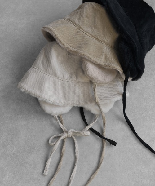 minia(ミニア)の「イヤーマフ付きファーバケハ(ハット・レディース・ブラック/アイボリー/ベージュ・FREE)」の4枚目の写真