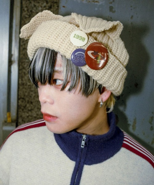 PBLIM(ページボーイリム)の「PBLIM/マンマルココラボネコミミニットボウ(ニットキャップ/ビーニー・レディース・ブラック/ライトベージュ・FREE)」の10枚目の写真