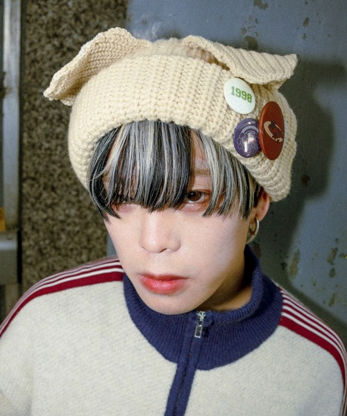 PBLIM(ページボーイリム)の「PBLIM/マンマルココラボネコミミニットボウ(ニットキャップ/ビーニー・レディース・ブラック/ライトベージュ・FREE)」の11枚目の写真