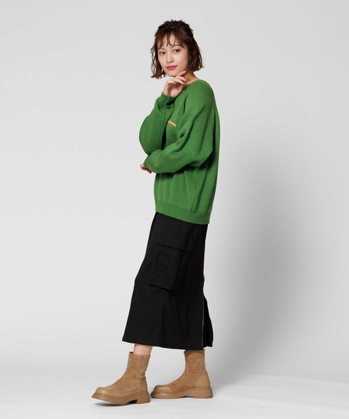 BACK NUMBER（バックナンバー）の「【BACK NUMBER】ワンポイントロゴプルオーバーニット（ニット/セーター・レディース・ワイン/グリーン・M/L）」の5枚目の写真