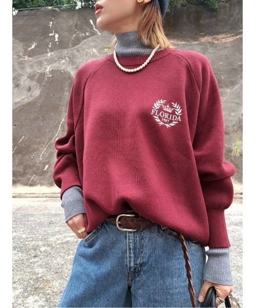 BACK NUMBER（バックナンバー）の「【BACK NUMBER】ワンポイントロゴプルオーバーニット（ニット/セーター・レディース・ワイン/グリーン・M/L）」の21枚目の写真