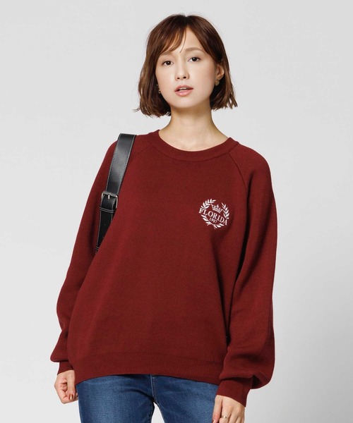 BACK NUMBER（バックナンバー）の「【BACK NUMBER】ワンポイントロゴプルオーバーニット（ニット/セーター・レディース・ワイン/グリーン・M/L）」の22枚目の写真