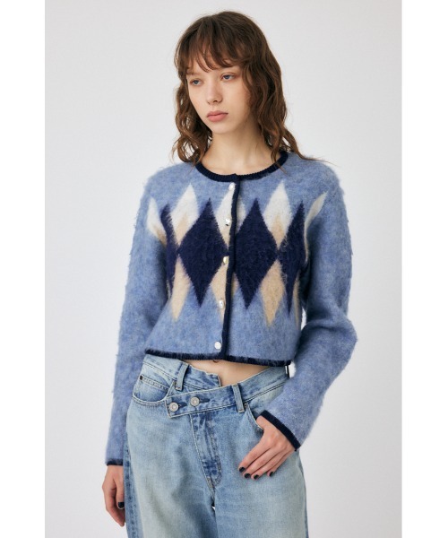 MOUSSY（マウジー）の「ARGYLE SHAGGY カーディガン（カーディガン/ボレロ・レディース・ブラウン/グレー/ブルー系その他/ホワイト系その他・FREE）」の14枚目の写真