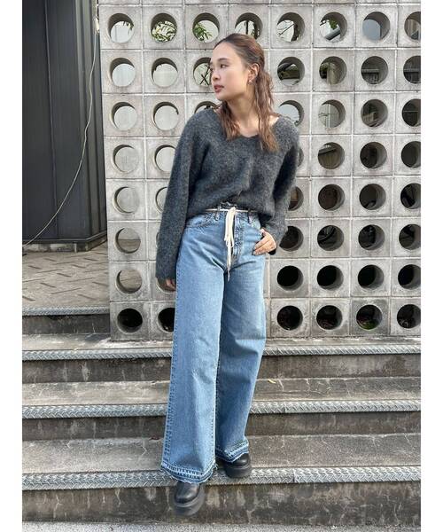 Ungrid（アングリッド）の「起毛デザインＶネックニット（ニット/セーター・レディース・ヘザーグレー/オレンジ/グリーン/チャコールグレー・FREE）」の12枚目の写真