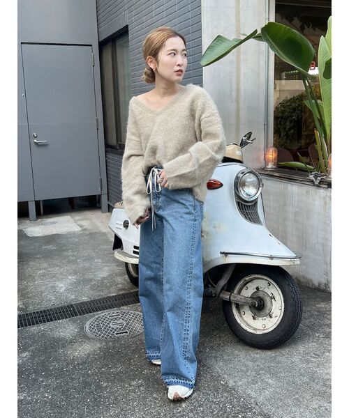 Ungrid（アングリッド）の「起毛デザインＶネックニット（ニット/セーター・レディース・ヘザーグレー/オレンジ/グリーン/チャコールグレー・FREE）」の18枚目の写真