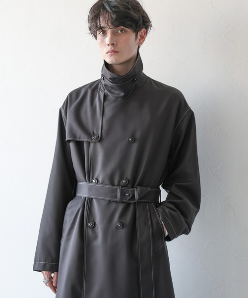 BLACK BY MOUSSY◆ノーカラードレープトレンチコート BLACK BY MOUSSY◇ノーカラードレープトレンチコート
