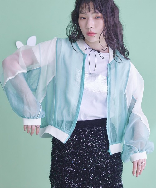 miette（ミエット）の「ボリュームシアーブルゾン（ブルゾン・レディース・ブラック/ライトブルー・FREE）」の2枚目の写真