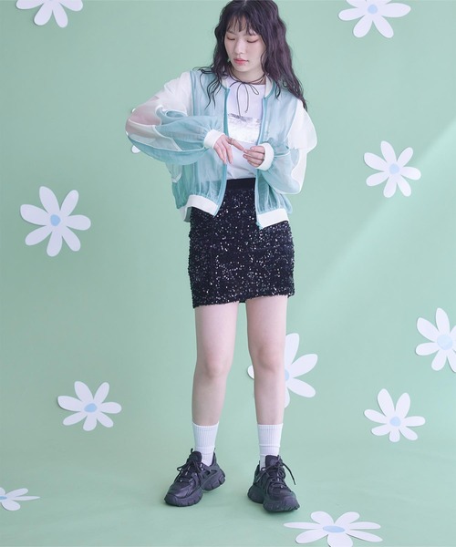 miette（ミエット）の「ボリュームシアーブルゾン（ブルゾン・レディース・ブラック/ライトブルー・FREE）」の12枚目の写真