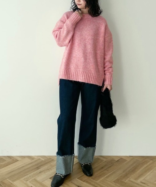 Green　Parks（グリーンパークス）の「ふわふわMixニットプルオーバー（ニット/セーター・レディース・ブラック/ブルー/ピンク/オフホワイト・FREE）」の22枚目の写真