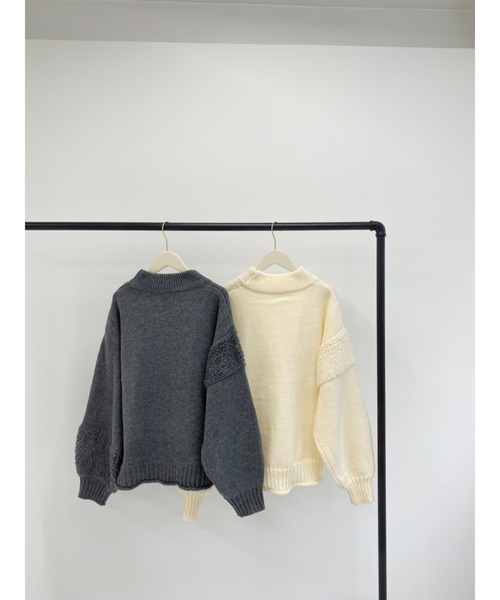 jumelle（ジュメロ）の「mix pattern knit（ニット/セーター・レディース・チャコール/アイボリー・MEDIUM）」の5枚目の写真